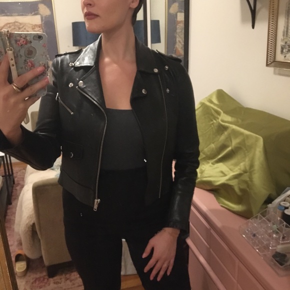 NWOT Maje Leather Jacket (size 40) - Picture 3 of 5